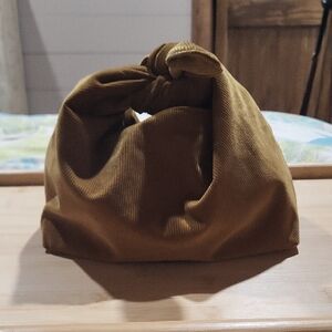 Women’s Knot-Top Cosmetic Bag in Mustard